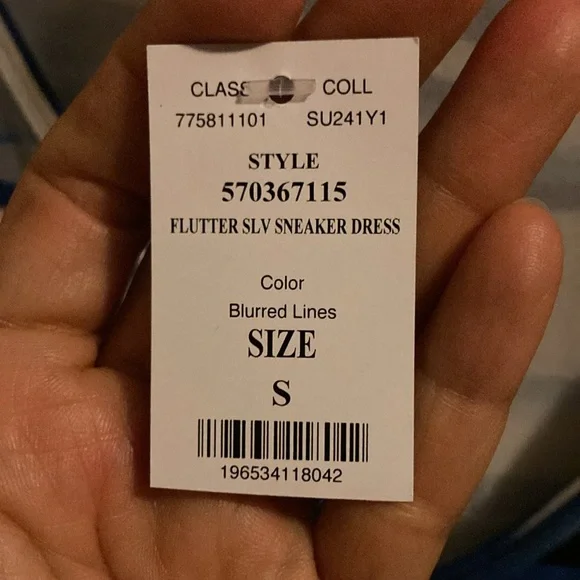 NWT: WHBM Striped Blue and White V-Neck Dress with tie belt and flutter sleeves - Picture 16 of 16